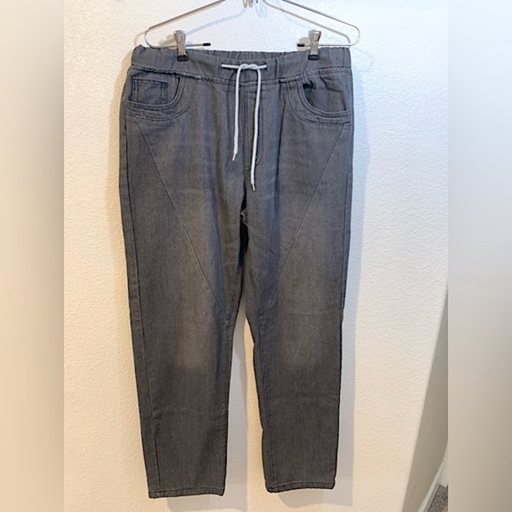 348. Misslook Tie waist Jeans 32w x 31 inseam charcoal grey